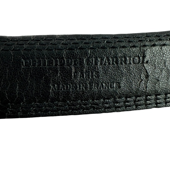 Vintage PHILIPPE CHARRIOL Rope Black Genuine Leather Lizard Pattern Belt Size 42 - Picture 11 of 12
